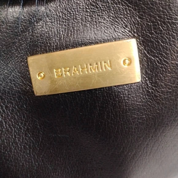 Vintage Brahmin Julie Smooth Black Brown  Leather Handbag Shoulder Bag Purse - Picture 10 of 16